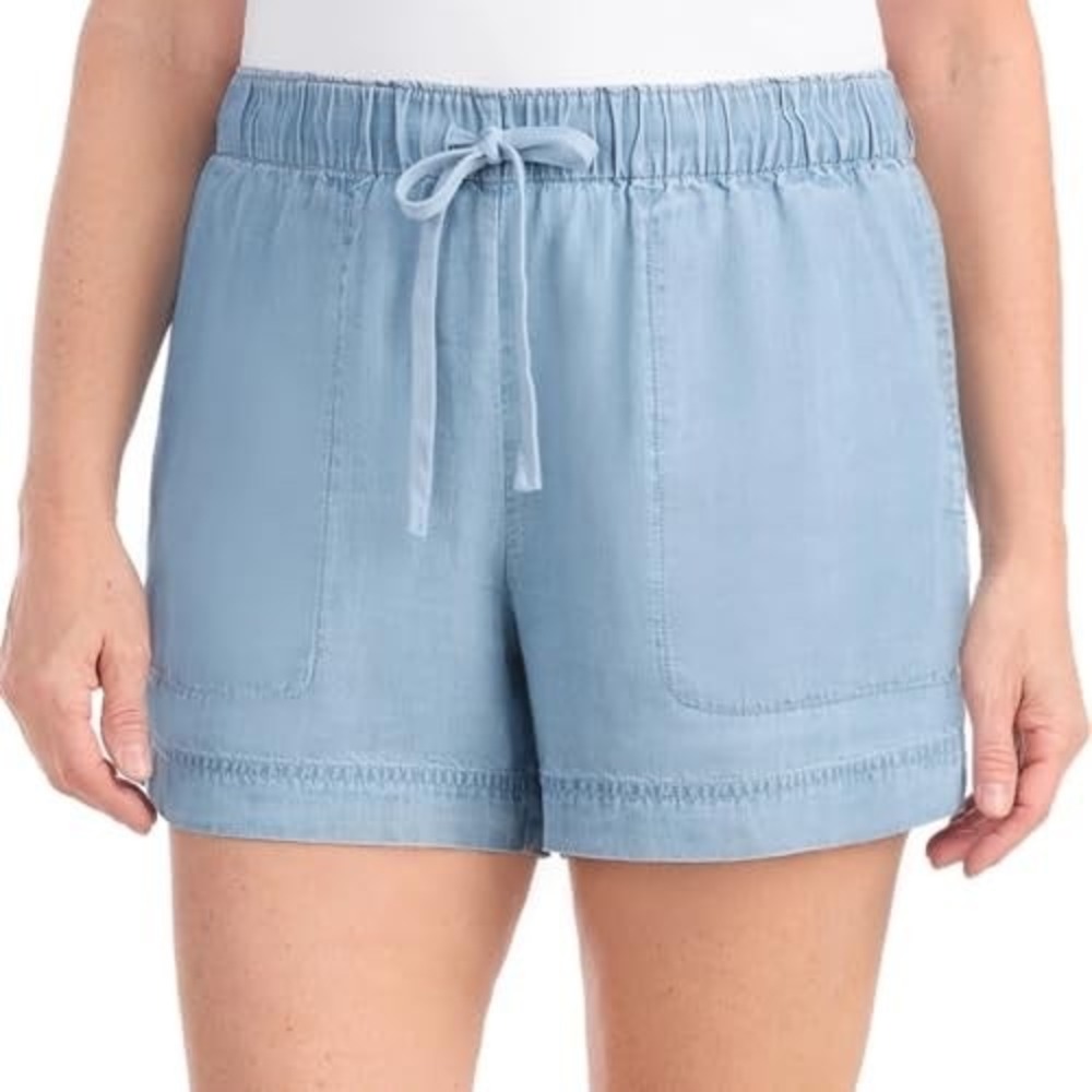 903.Hillary Radley Women Denim Pull-On Shorts Elastic Waist Casual Blue Size XL